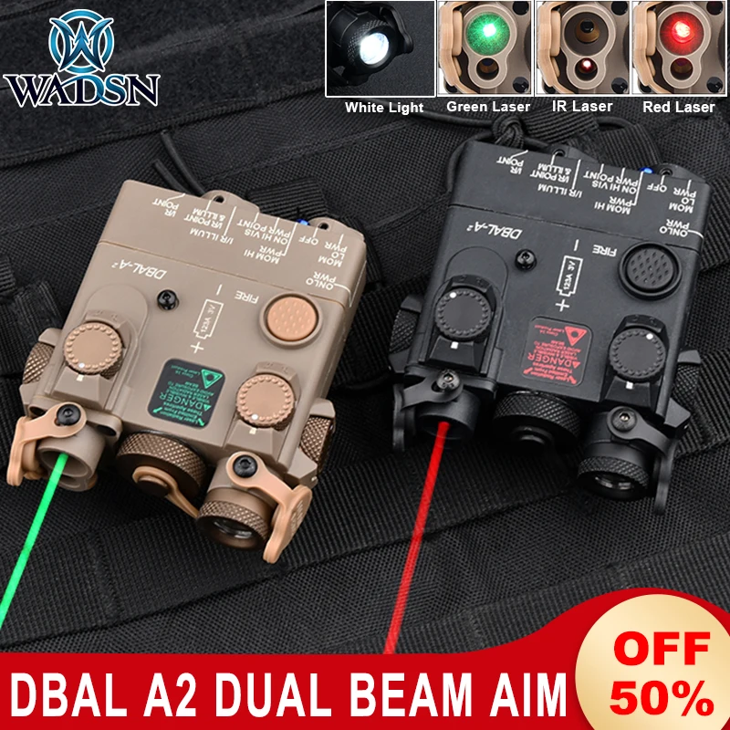 

WADSN Tactical DBAL-A2 Sight Red Green Blue Dot IR Laser White Light Strobe Hunting Airsoft Aim DBAL PEQ Fit 20mm Picatinny Rail