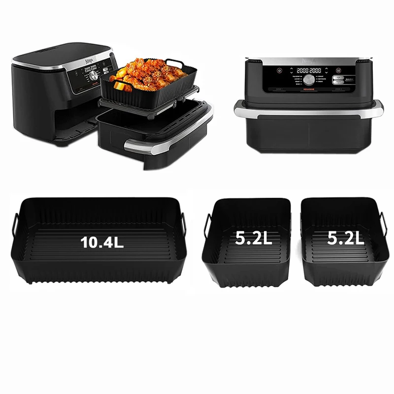 Doublure de panier de friteuse à air en silicone réutilisable, compatible avec Ninja AF500, antiadhésive, résistante à la chaleur, facile à nettoyer, sans BPA, accessoire de cuisine