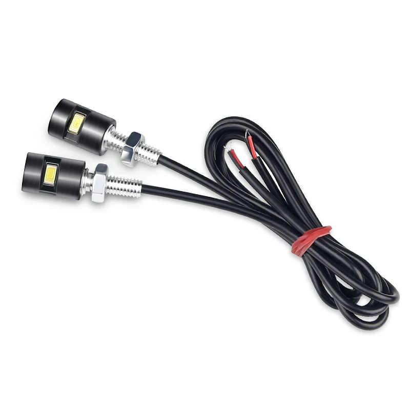 2Pcs  Motorcycle Signal Lamp 12V LED License Plate Light Mini Turn Signal Eagle Eye Shape Tail Rear Light Brake Fog Lamp Bulb