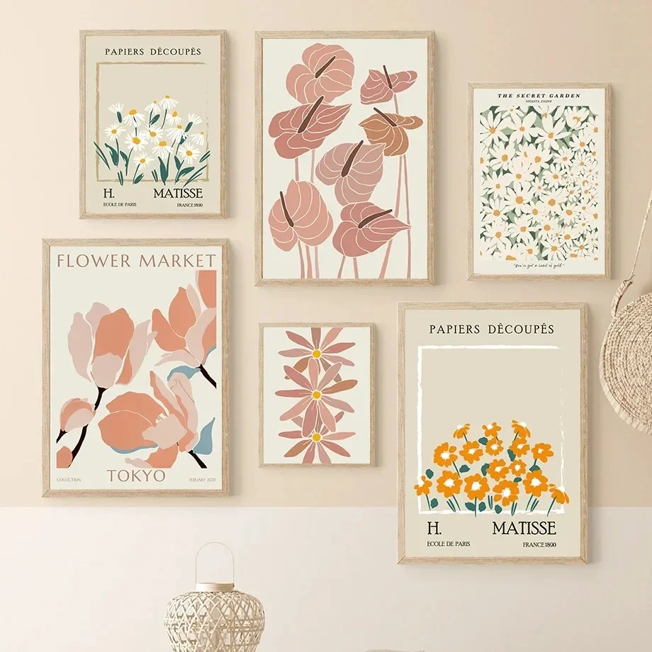 (No frame)Flower Market Shapes Matisse Canvas Painting Posters and Prints Wall Art Picture For Living Room Decoration ﻿