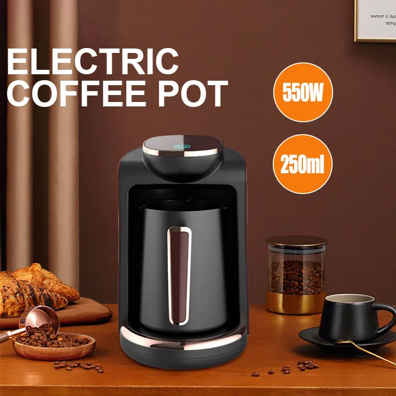 Cafeteira Turca Portátil com Display LED, Moka Elétrica Pot para Chá de Leite, Viagem Espresso, Brew 4 Copos, Espresso Italiano, 220V