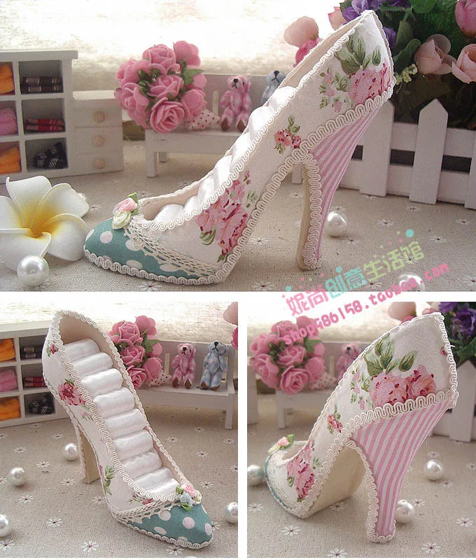 Princess European rural wind high heels ring receive jewelry display shelf blooming flowers 7006