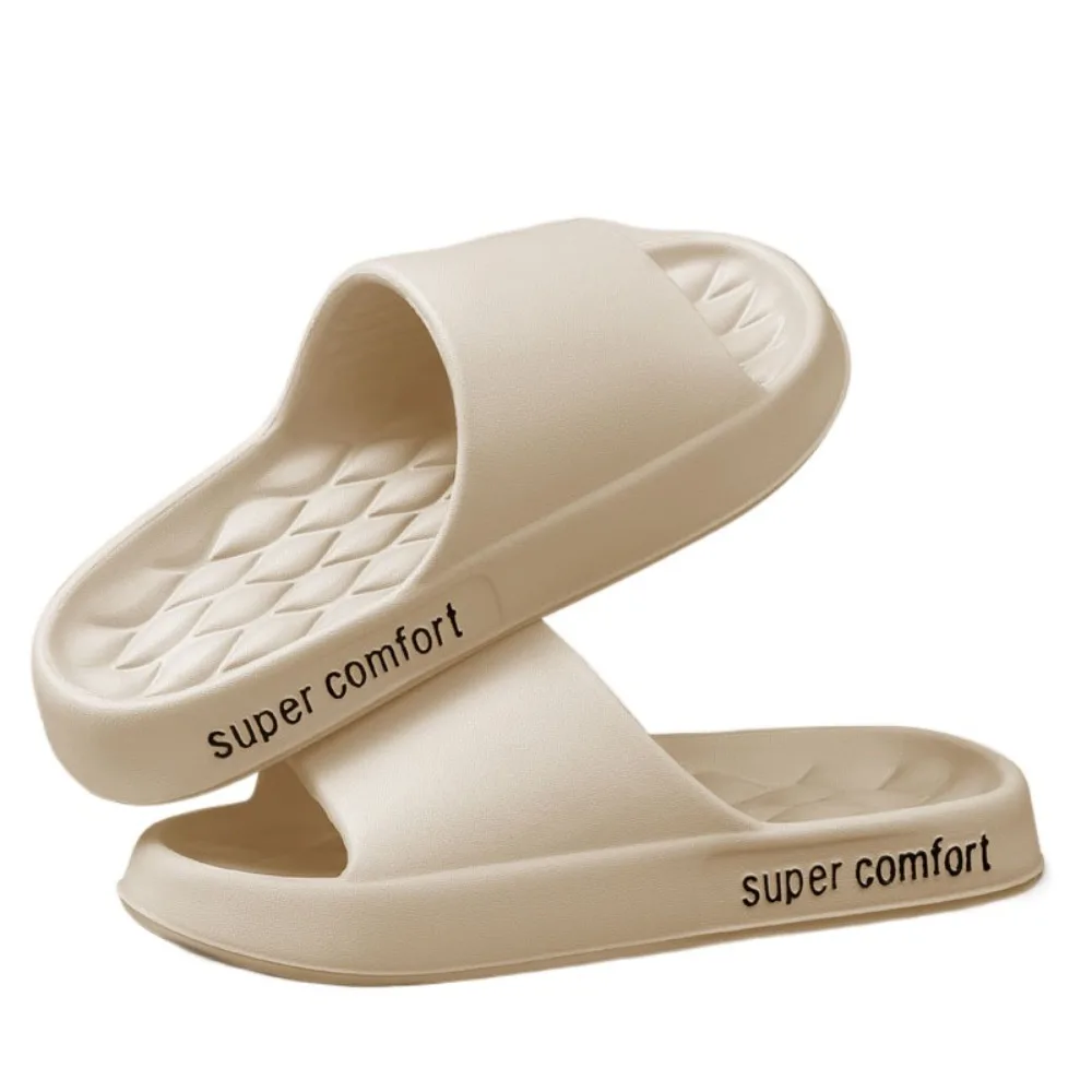 Solid Color Thick Platform Slippers Non-slip Soft Sole Beach Slippers Women Simple Home Shoes EVA Slippers Men Bathroom