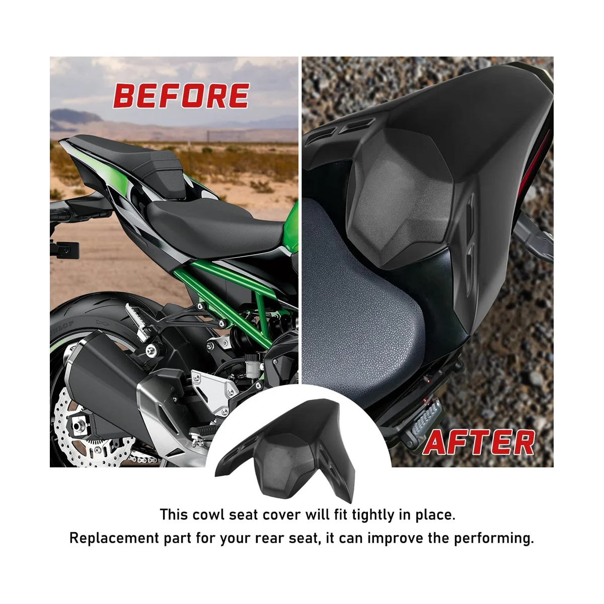 Rear Passenger Pillion Seat Cowl Cover Fairing for Kawasaki Z900 Z-900 2017 2018 2019 2020 2021 2022 (Matte Black)