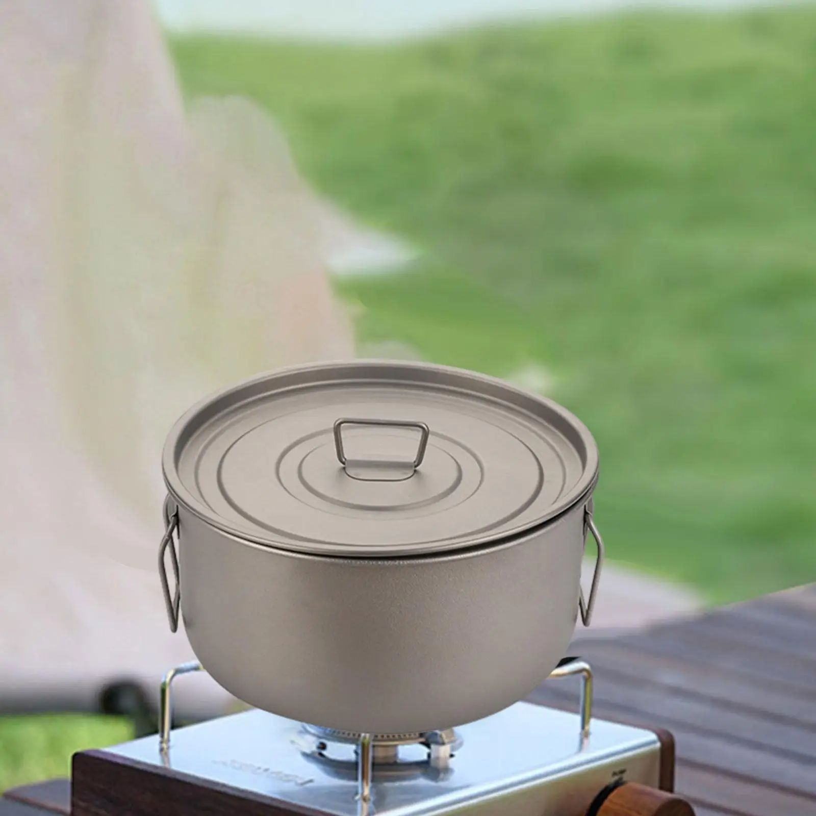 

Outdoor Titanium Pot Cooking Pot 1.8L Lightweight Easy to Clean Soup Pot Camping Cookware Mess Kit for Outdoor Equipment Gear