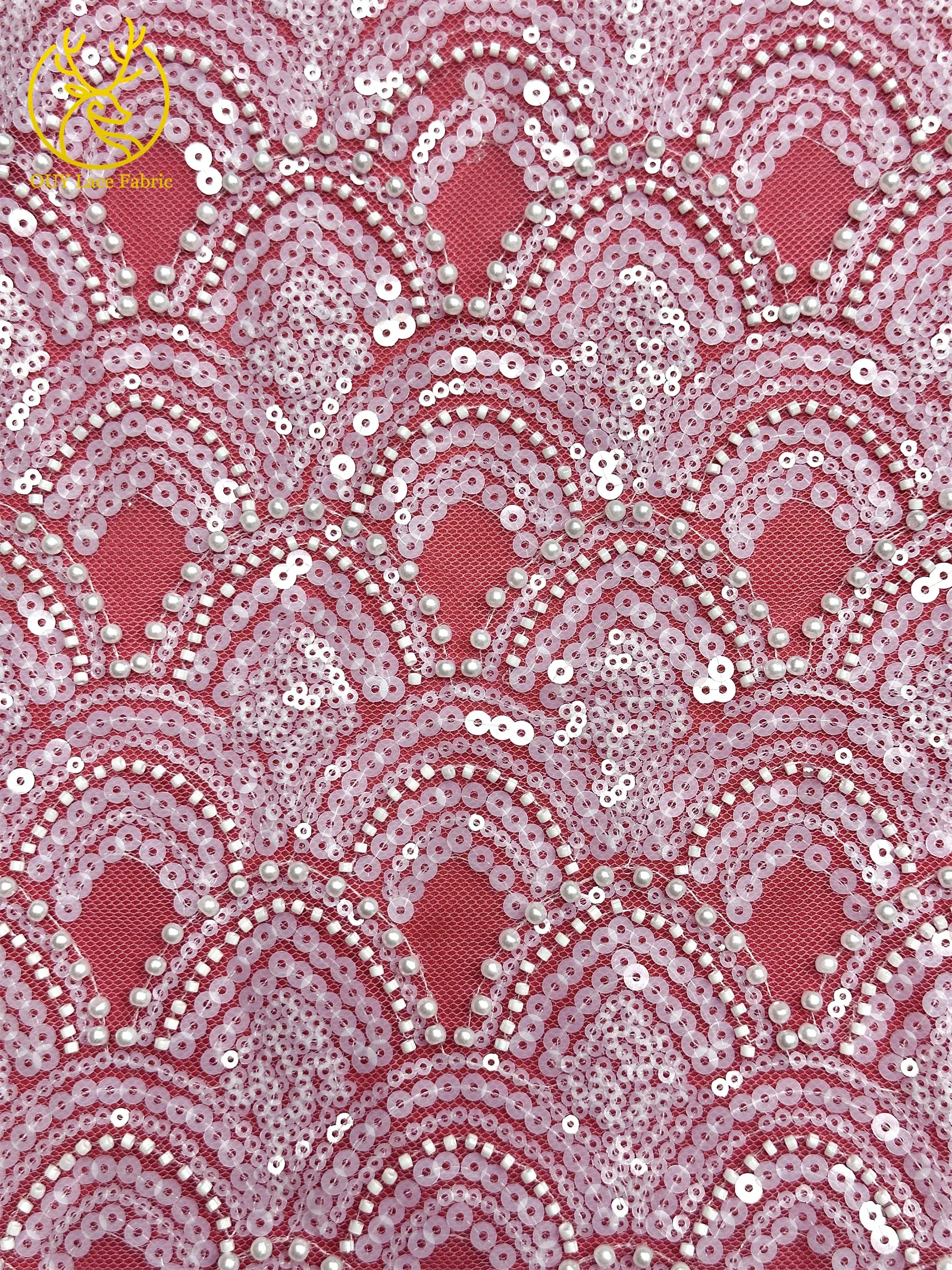 2026 Luxuriöser Afrikanischer Perlen-Spitzenstoff 5 Yards Hochwertiger Nigerianischer Französischer Pailletten-Tüll-Spitzenstoff Ideal für Hochzeiten und Bankette – Detail 13