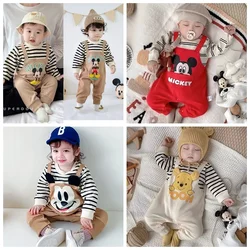 Spring Autumn Baby Boy Romper Cartoon Mickey Mouse Winnie Pooh Print Long Sleeve Newborn Jumpsuit Girl Cotton Kid Outfit Clothes