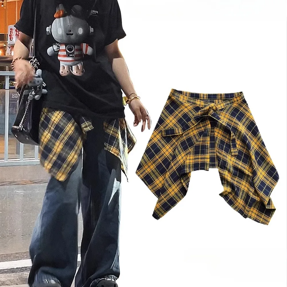 Cintos de Quadril Xadrez para Yoga e Ciclismo, Faixas de Cintura para Dança, Cintos de Lenço de Moda Urbana