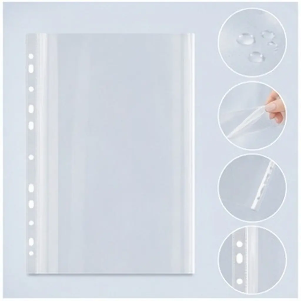 100Pcs Transparent Paper Protectors for Binders Clear PP Page Sleeves Bulk Pack Ideal for Office Study Home Use Document