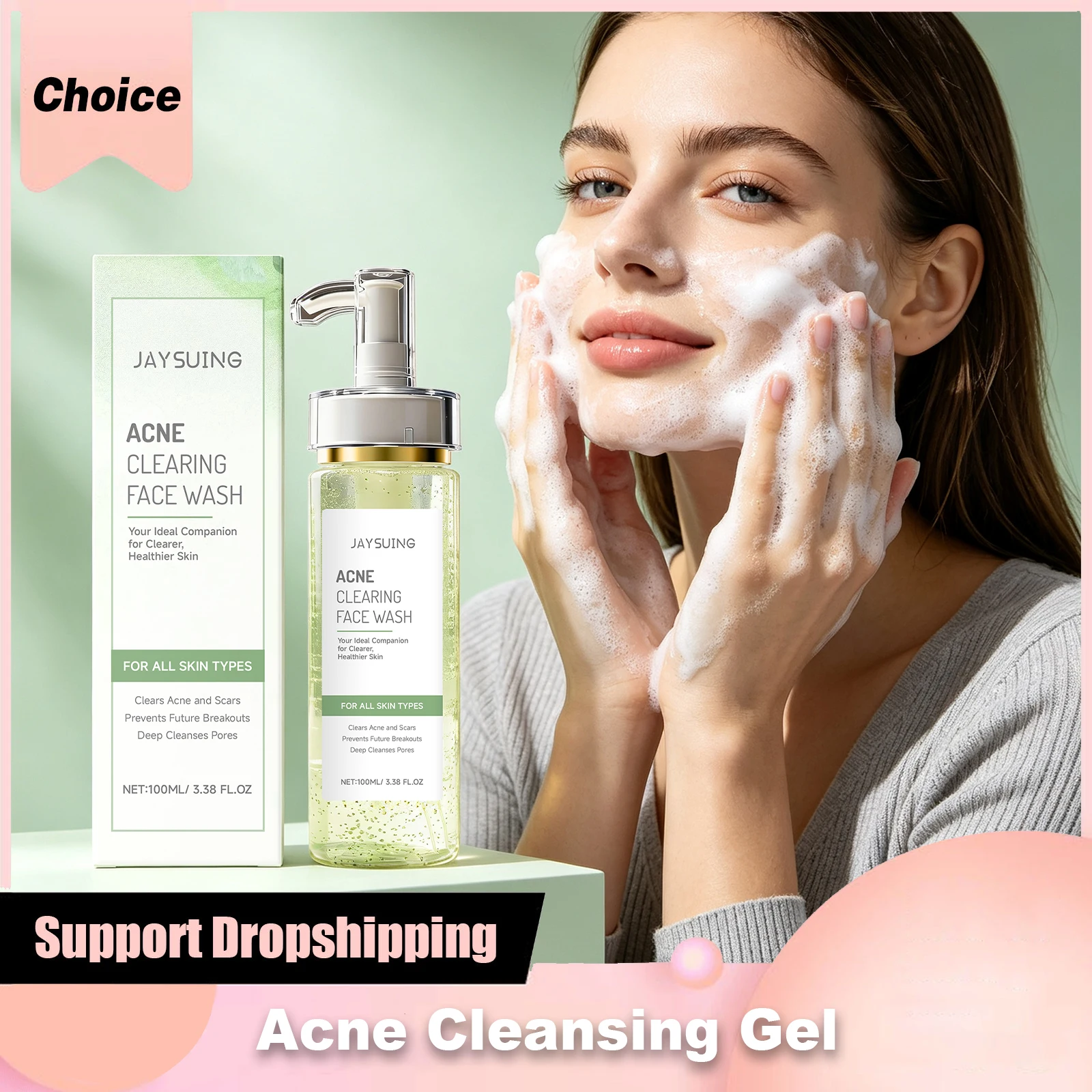 Niacinamide Cleansing Gel Gentle Exfoliating Brightening Melanin Repair Acnes Marks Pimple Invisible Pore Oil Control Face Wash