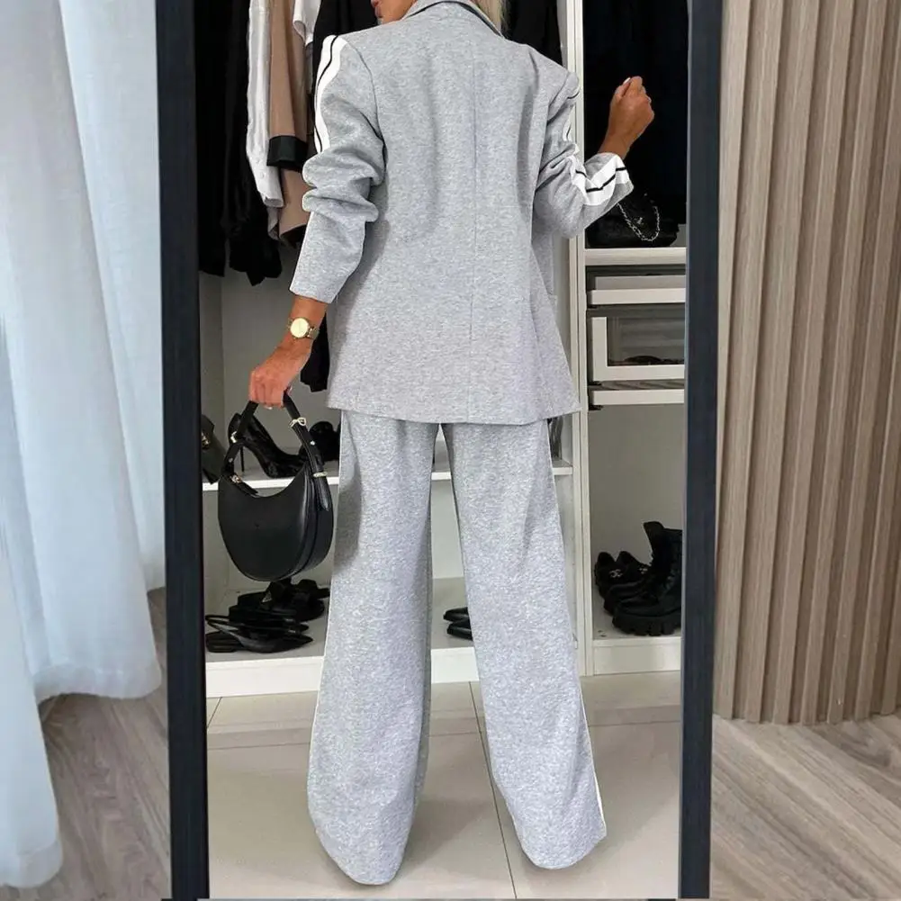 Autumn And Winter New Long Sleeves Suit Women\'s Suit Fashion Pimp Stitching Pants Pocket Female Office Blazer 2 Piece Set 2024