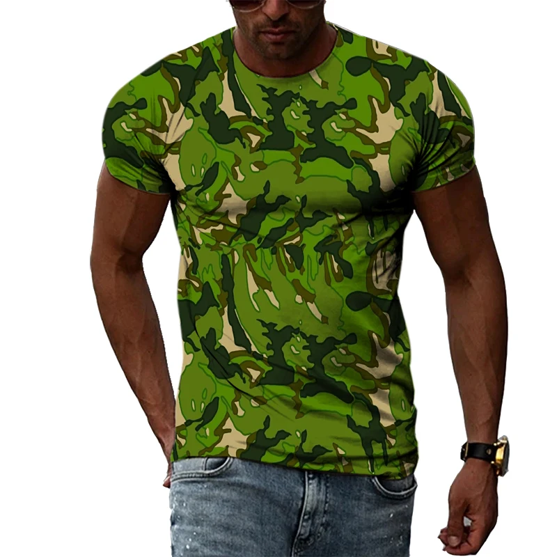 

Fashion New Camouflage Clothes Leisure Men T-shirts Casual 3D Print Hip Hop Harajuku Personality Round Neck Short Sleeve Top