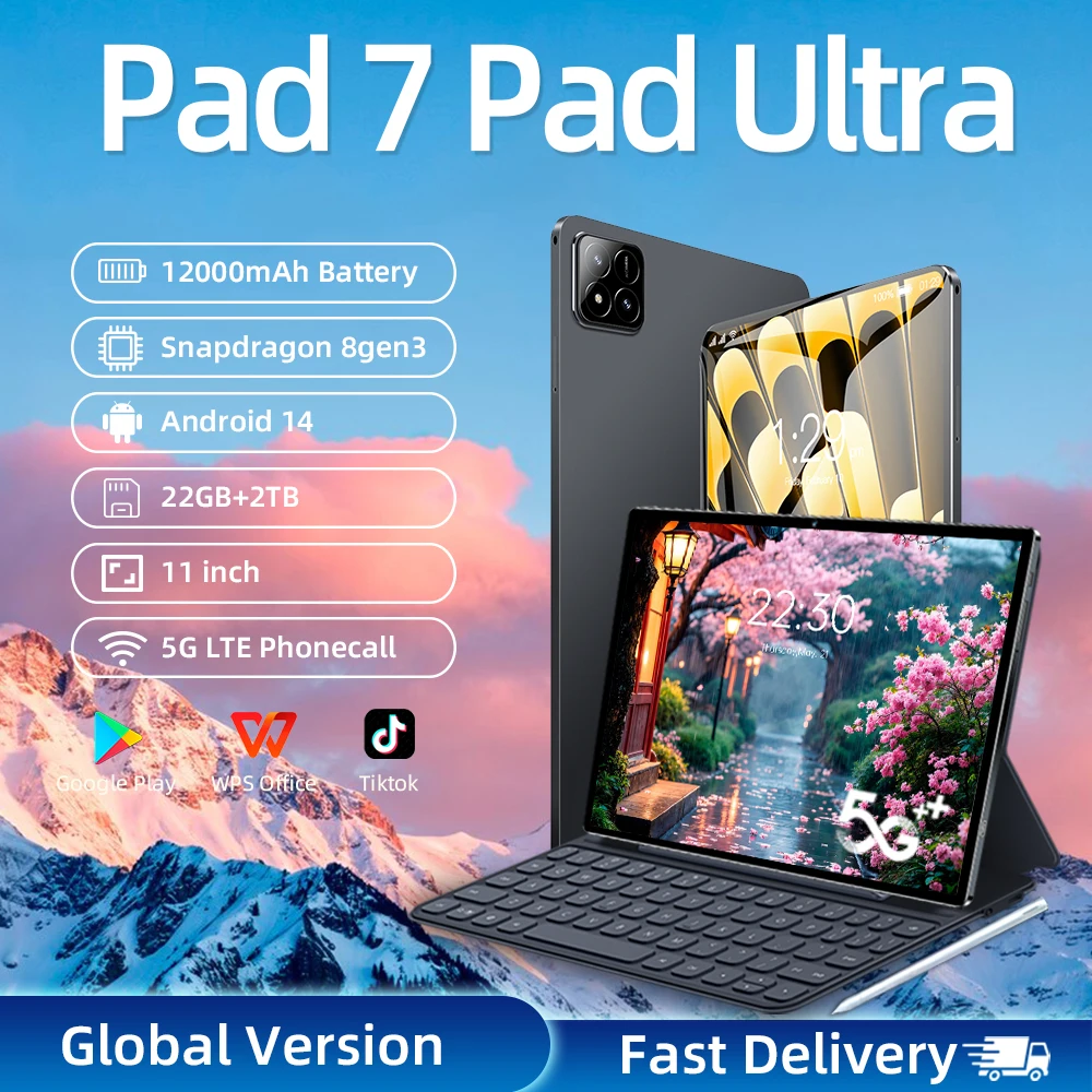 �y�Z�[�����z2026 Pad 7 Ultra Pro Android14�^�u���b�gPC Snapdragon 8 Gen 3�AHD 4K�A22GB + 2TB�A5G�f���A��SIM WIFI GPS���ځA�I���W�i���O���[�o���Ń^�u���b�g