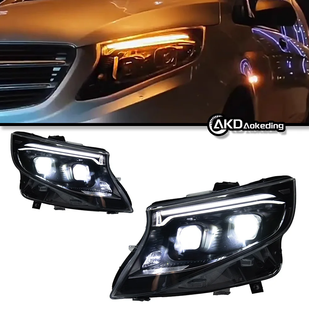 AKD Car Styling Head Lamp for Benz Vito Headlights 2016-2023 W447 LED Headlight LED DRL Projector Lens Dynamic Auto Accessories