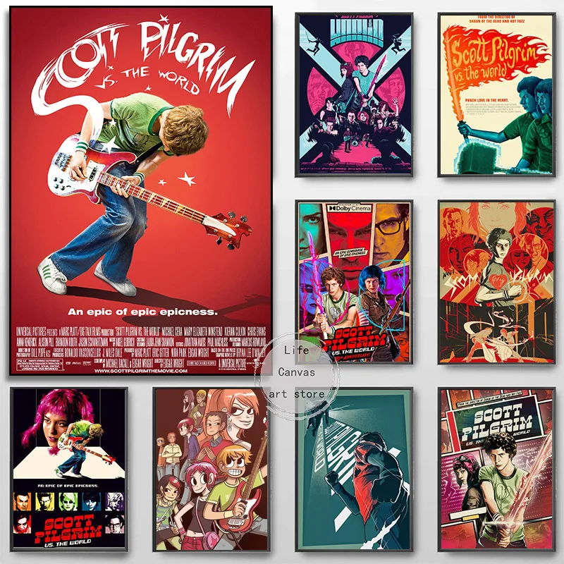 Vintage Movie Scott Pilgrim Vs. The World Anime Comedy Art Poster Canvas Painting Wall Print Picture for Living Room Home Decor