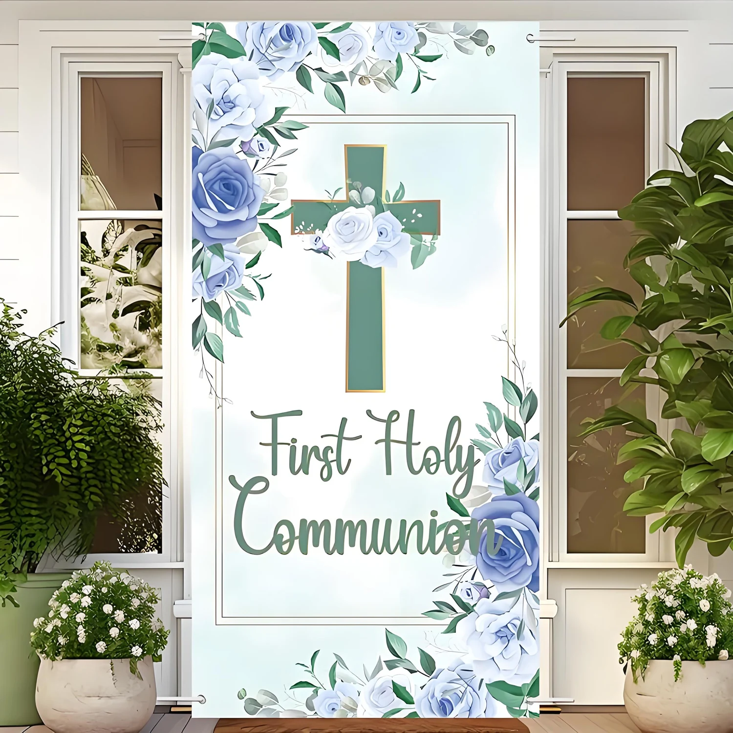 New Eucharist door hanging Blissful courtyard logo Eucharist Baptism Cross courtyard door outdoor decoration