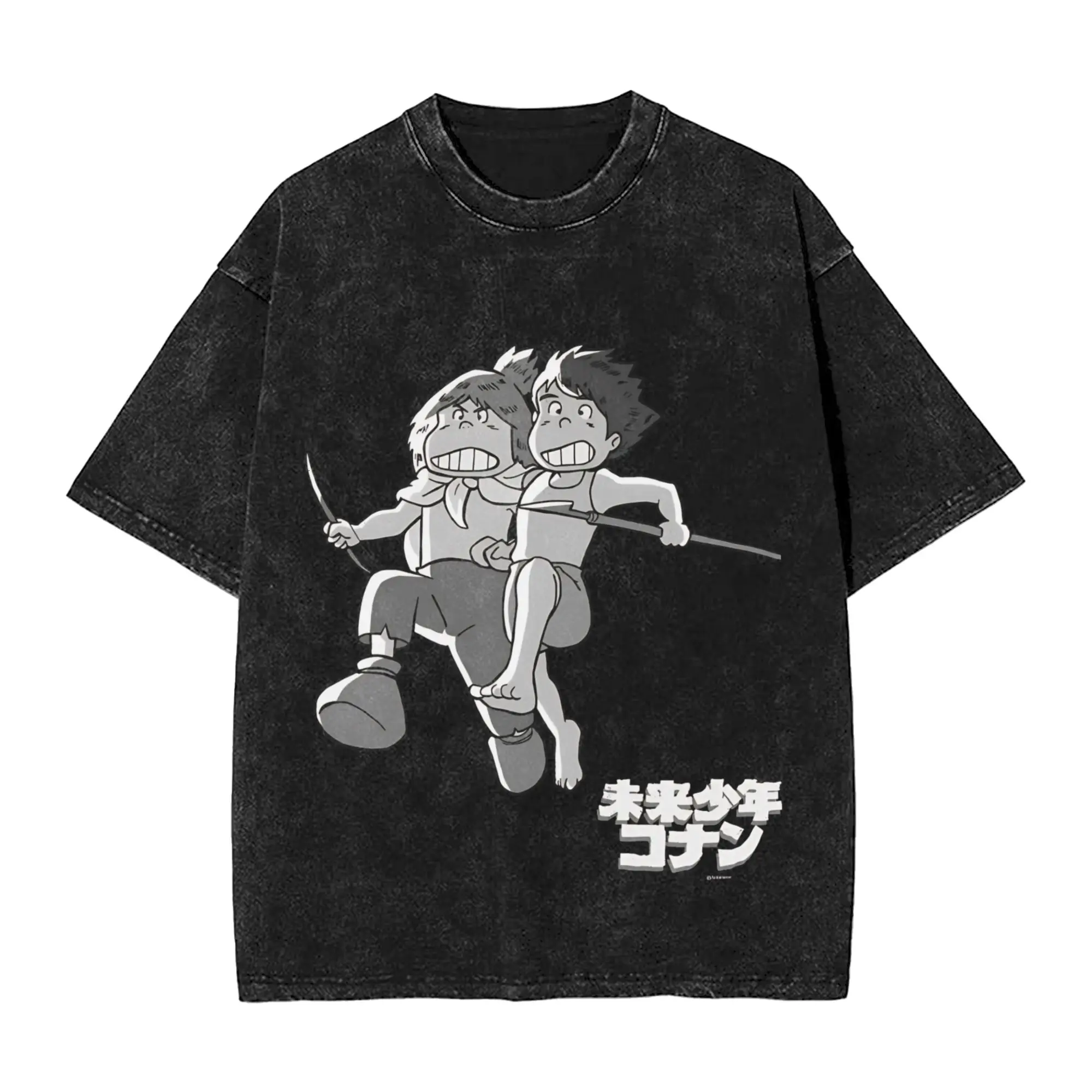Mens T Shirt Conan The Future Boy Washed T-Shirts Hippie  Beach Tee Shirt Awesome Loose Cotton Clothes Gift