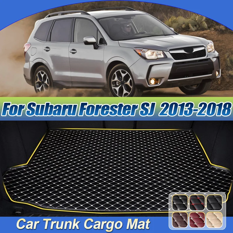 Tapis de coffre de voiture en cuir pour Subaru Forester SJ MK4 2013-2018, tapis de coffre anti-salissure, facile à nettoyer, accessoires de voiture dédiés