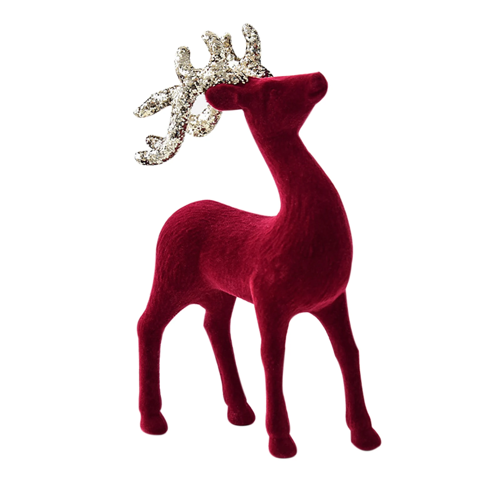 2025 New Years Glitter Antler Elk Desktop Decor Velvet Reindeer Animal Office Decoration Indoor Home Room Ornaments Table Craft