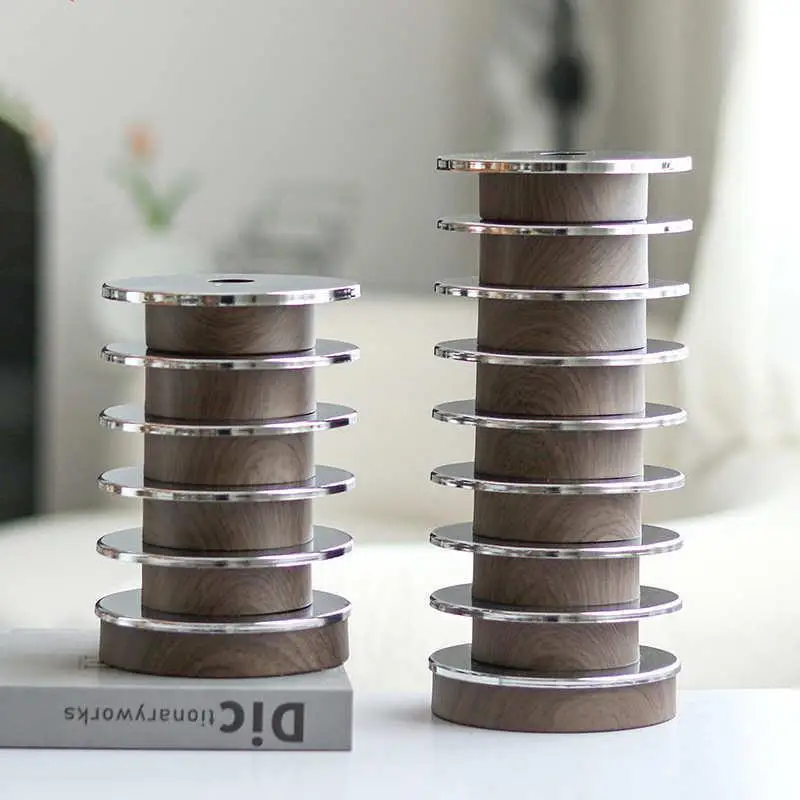 Light luxury jewelry metal imitation solid wood flower ware model house home exhibition hall vase decoration