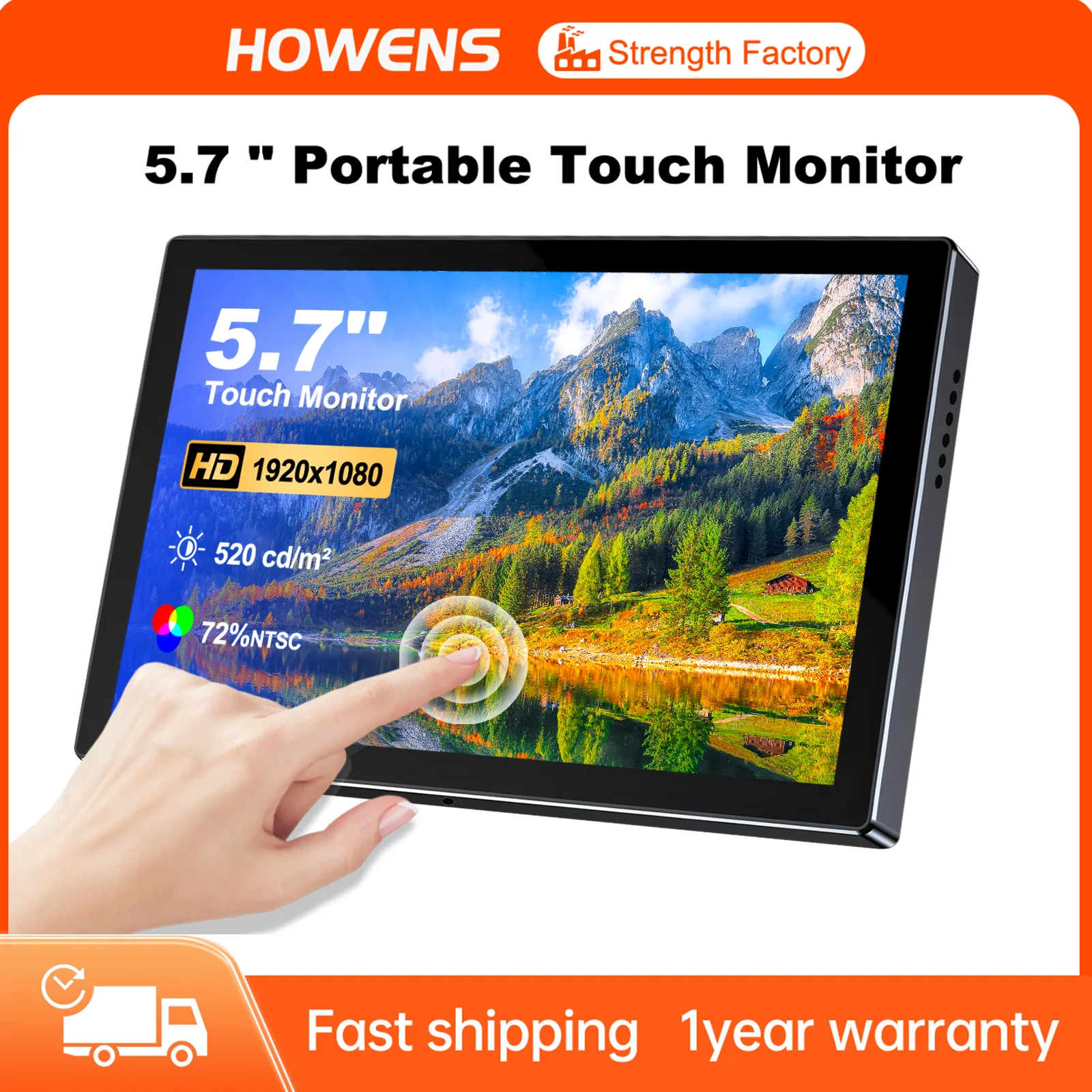 

HOWENS 5.7 inch 1920X1200 Touch screen Monitor Bulit in Speakers Type-C USB HDMI