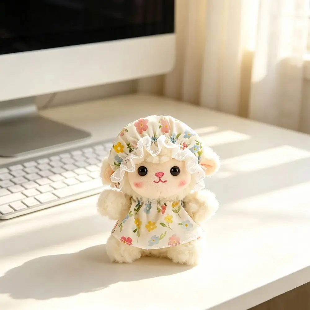 Soft Lamb Keychain Floral Dress Cute Style Animal Pendant Detachable Hanging Loop Lightweight Sheep Bag Charm Key Decoration