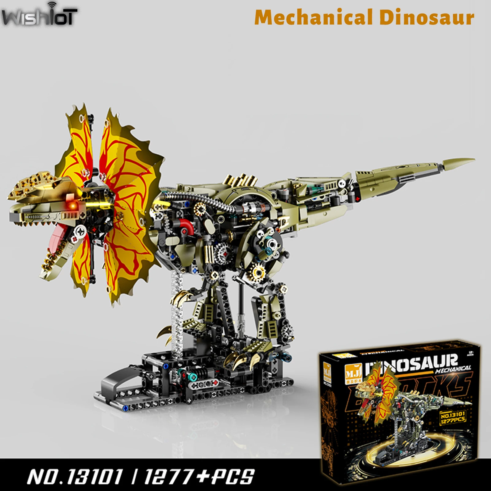 

1277 шт., механическое освещение дилофозавра, строительные блоки, подвижная модель динозавра, украшение для стола, сборная игрушка для мальчиков, идеальные подарки