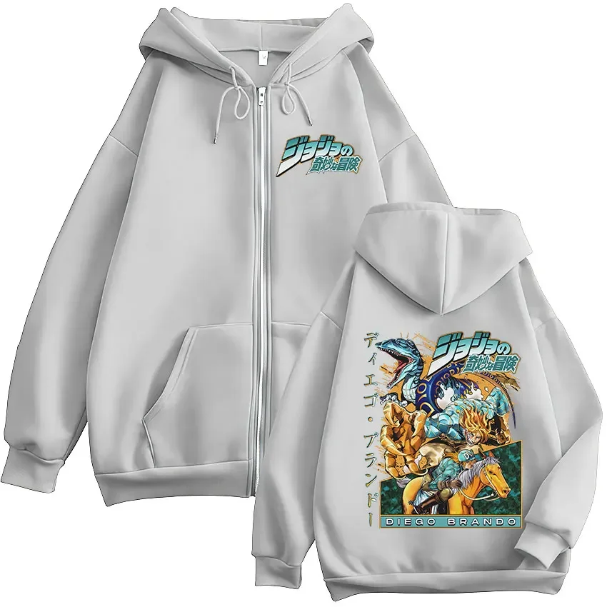 أنيمي جوجو مغامرة غريبة كرة فولاذية تشغيل دييغو براندو سستة هوديس الرجال النساء الملابس موضة الهيب هوب زمم بلوزات #3