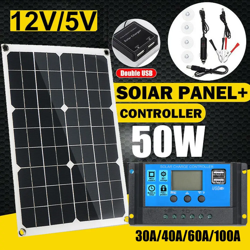 20w Portable  Silicon Solar Charging Panel With Controller Suitable For Charging Outdoor Mobile Phones Car Power Banks