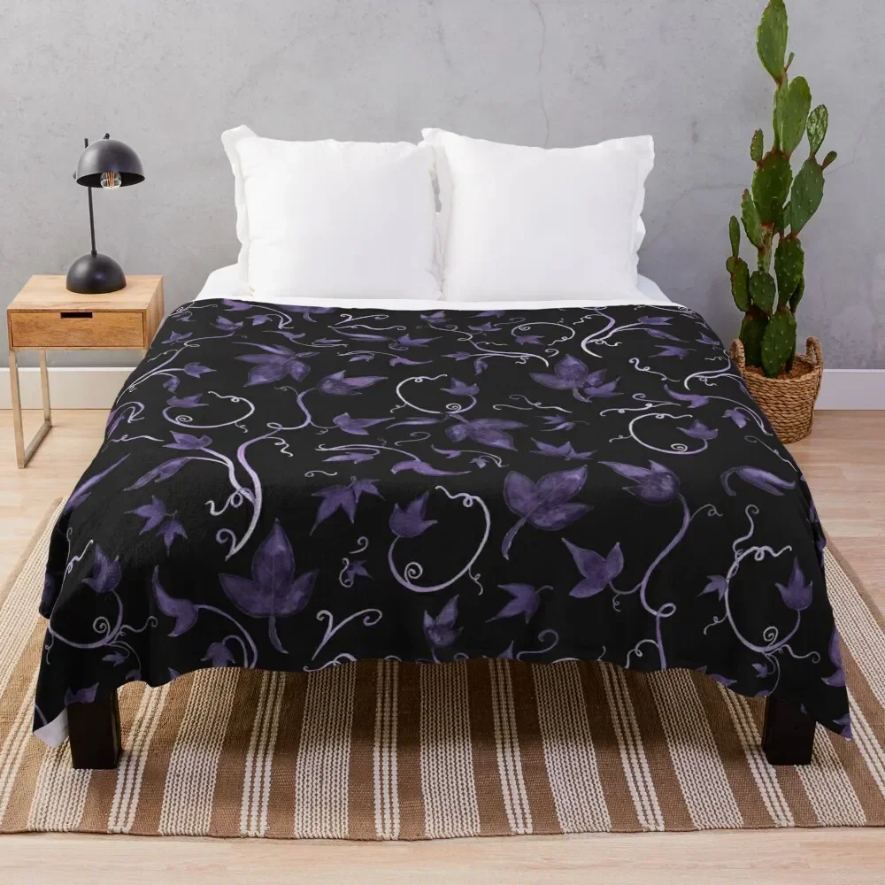 

Twirling Vines Purple & Grey Throw Blanket Summer Furrys warm for winter Blankets