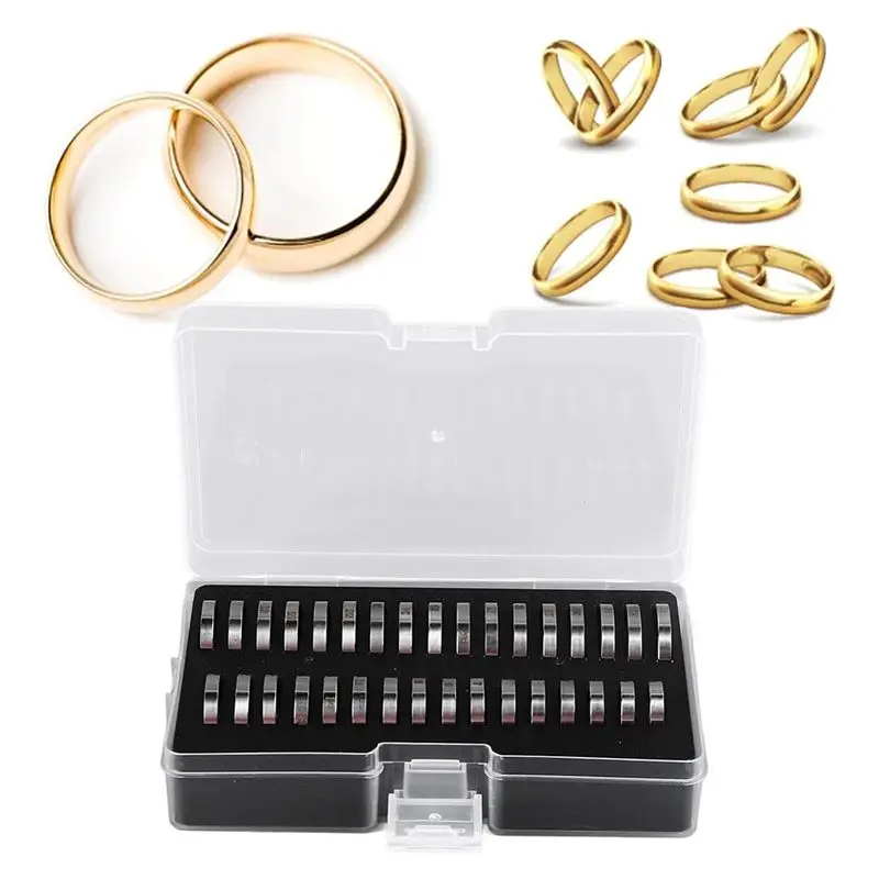 ABSE-Ring Sizer Tool,Ring Gauges Finger Sizer Measuring Ring Tool 33 Pcs Ring Sizer Measuring Tool Stainless Steel Ring Sizer