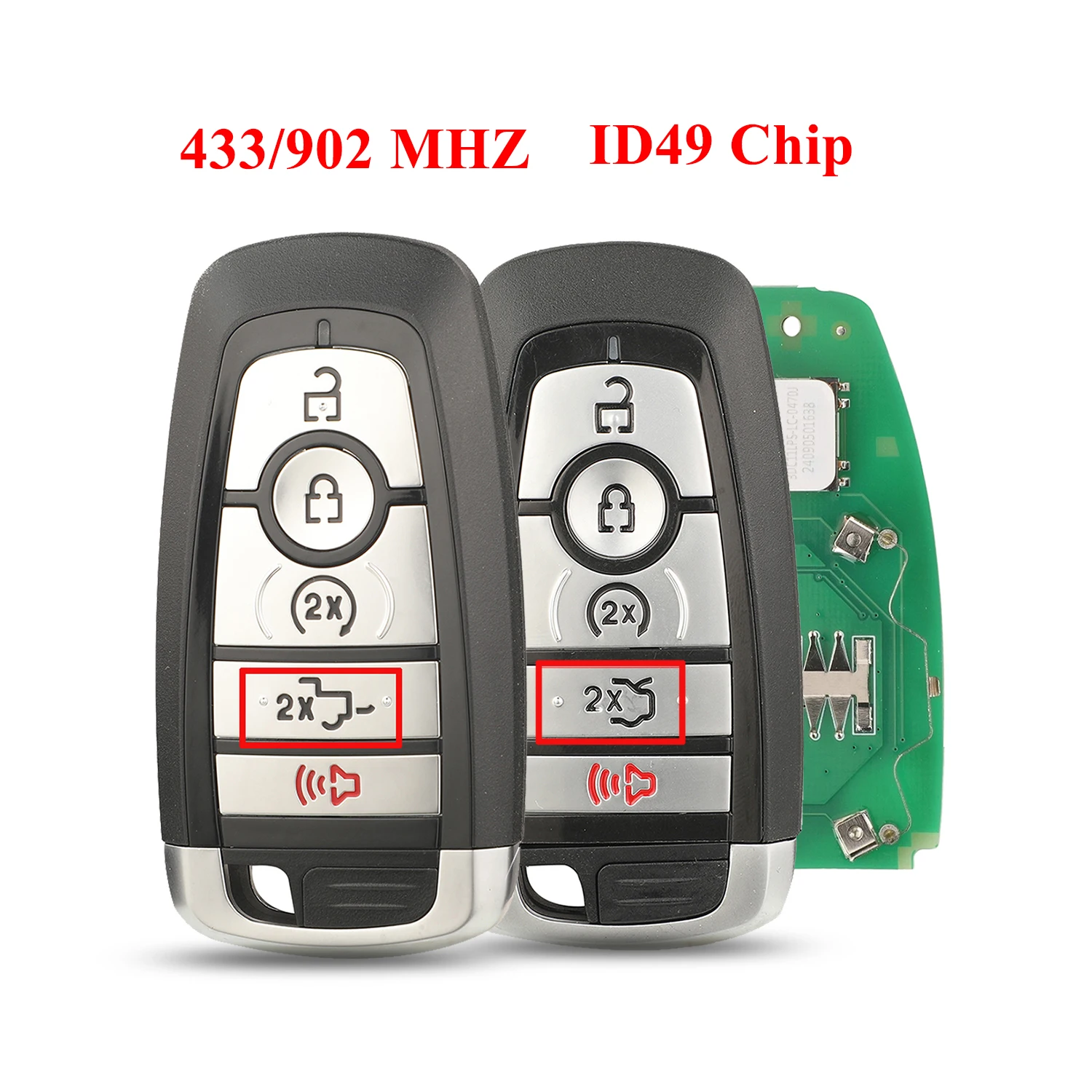 

Дистанционный ключ для автомобиля Jingyuqin для Ford Next Gen Everest Raptor MK5 Taurus Mustang 2023 HITAG PRO ID49 с чипом Keyless Go 433/902 МГц