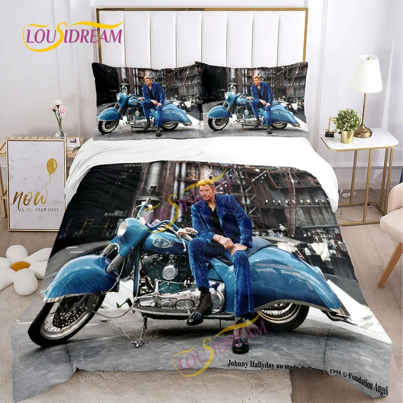 Johnny Hallyday Bedding Set DIY rock Music Soft Full Queen size double Bed Queen Size Sheets Duvet Set Set Thin sheets