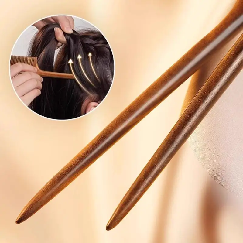 20 cm Haarkamm aus natürlichem Sandelholz, feinzahnig, verdickt, mit scharfem Ende, antistatischer Friseurkamm zum Stylen und Pflegen – Detail 5