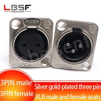 Enchufe XLR macho y hembra de tres pines chapado en oro plateado, enchufe de micrófono de audio niquelado, enchufe XLR macho y hembra de 3 pines