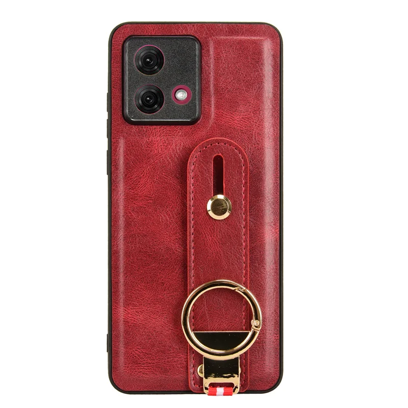 Suit For Motorola Moto G84 5G skin PU New Wristband Rear Case with Lanyard for MotoG84 G84 5G Phone Case