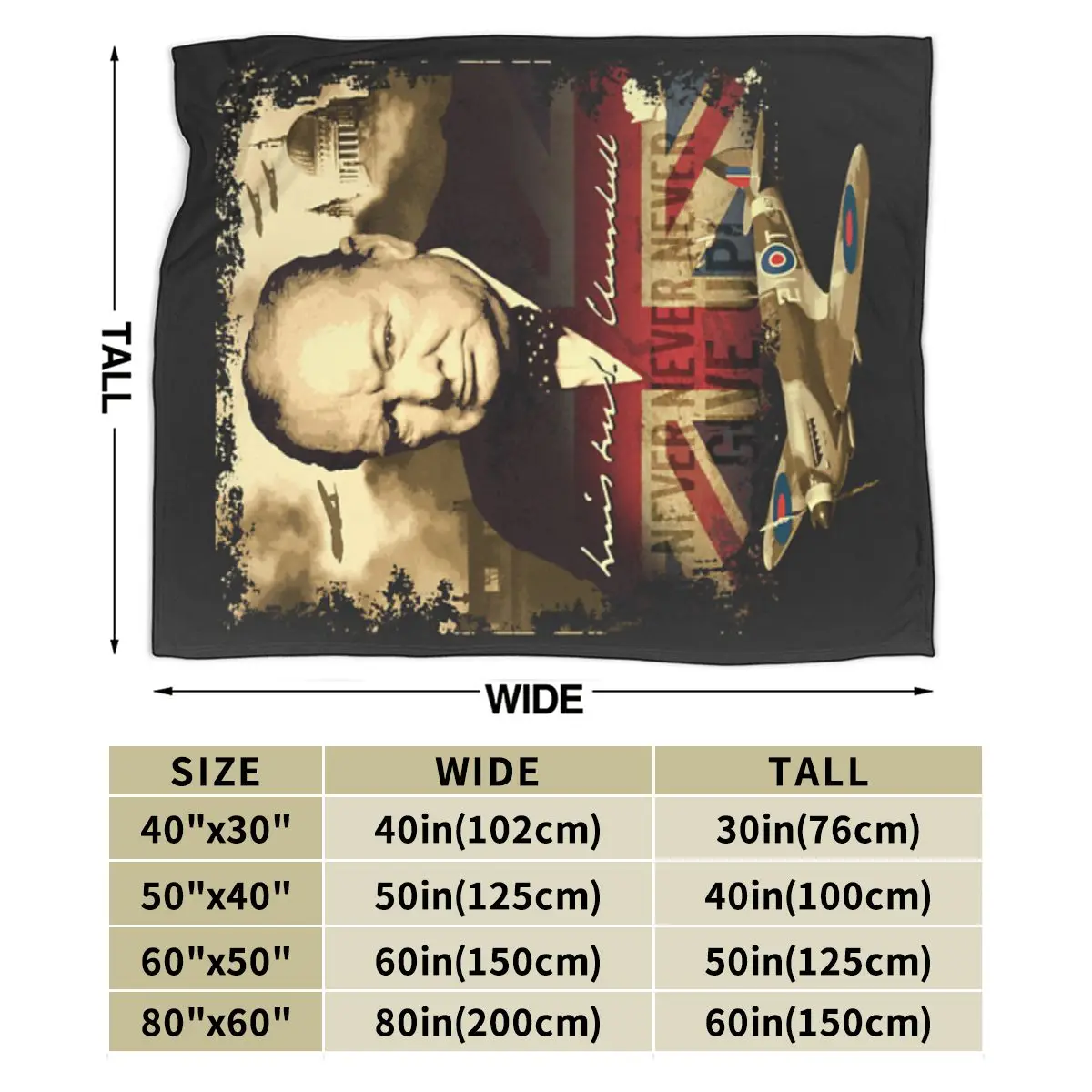 Never Never Never Give Up Winston Churchill An Ultra-Soft Micro Fleece Blanket