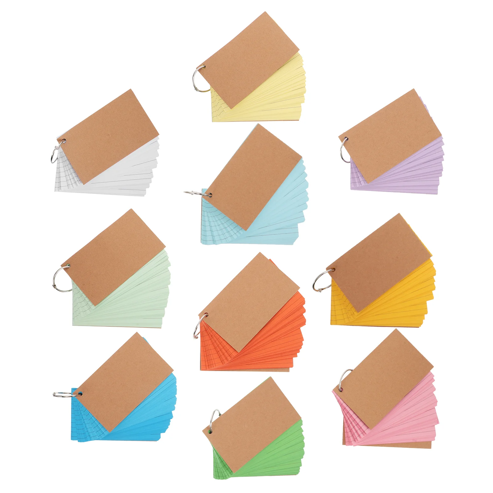 

10 Pcs American Index Cards with Tab Vocabulary Flash Bulk Print Rings Colored Small Student