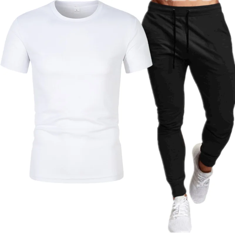 2025 Summer New Men Mesh T-shirt Sports Set Outdoor Leisure Breathable Training Short Sleeve Sports Pants Two Piece Set