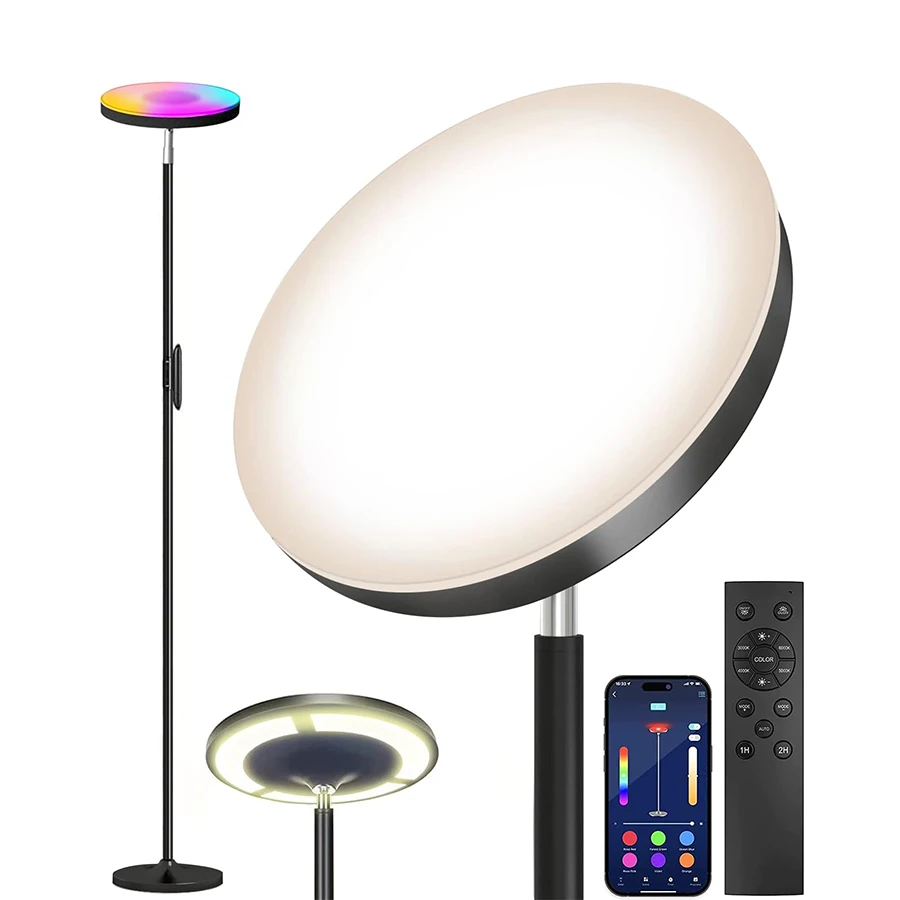 

Double Side Lighting Led Floor Lamp with Remote Smart App 36W/2600LM RGB Bright Tall Standing Dimmable Modern Floor Lamps