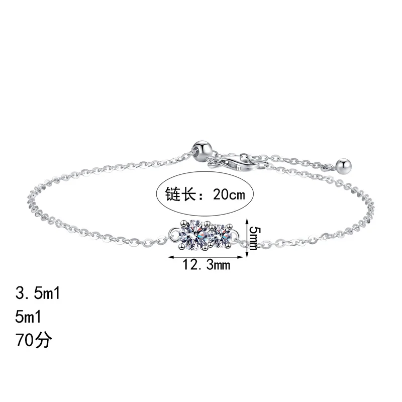 

ZFSILVER Fashion Classic s925 Silver Moissanite Sister Round Bracelet For Charms Women Accessories Luxury Jewelry Gifts AZ1460-S