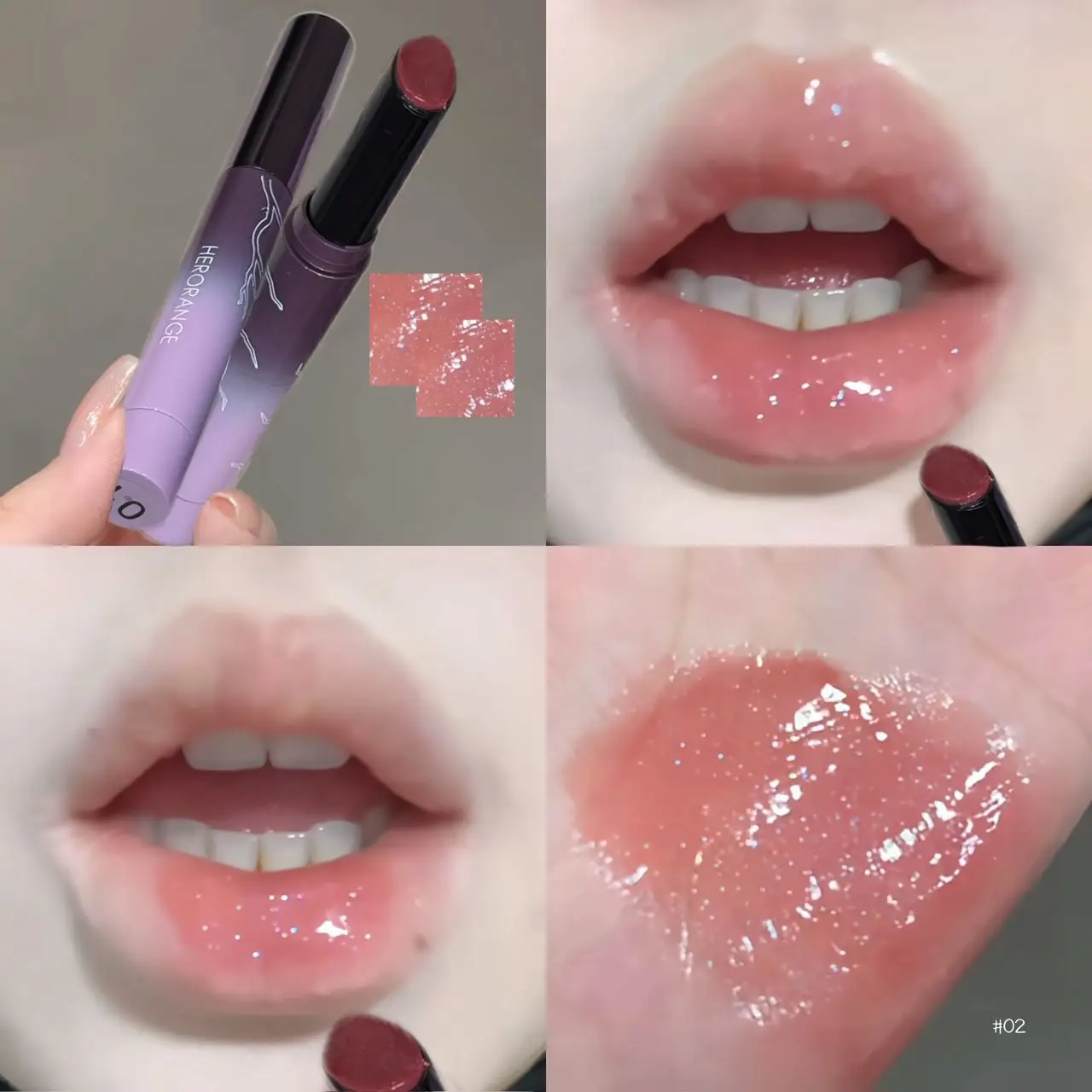 Herorange Rauchiger Lila Kristall Lipgloss Feuchtigkeitsspendend Nicht-Klebrig Aufpolsternd Glas-Effekt Tägliche Lippenkosmetik – Detail 6