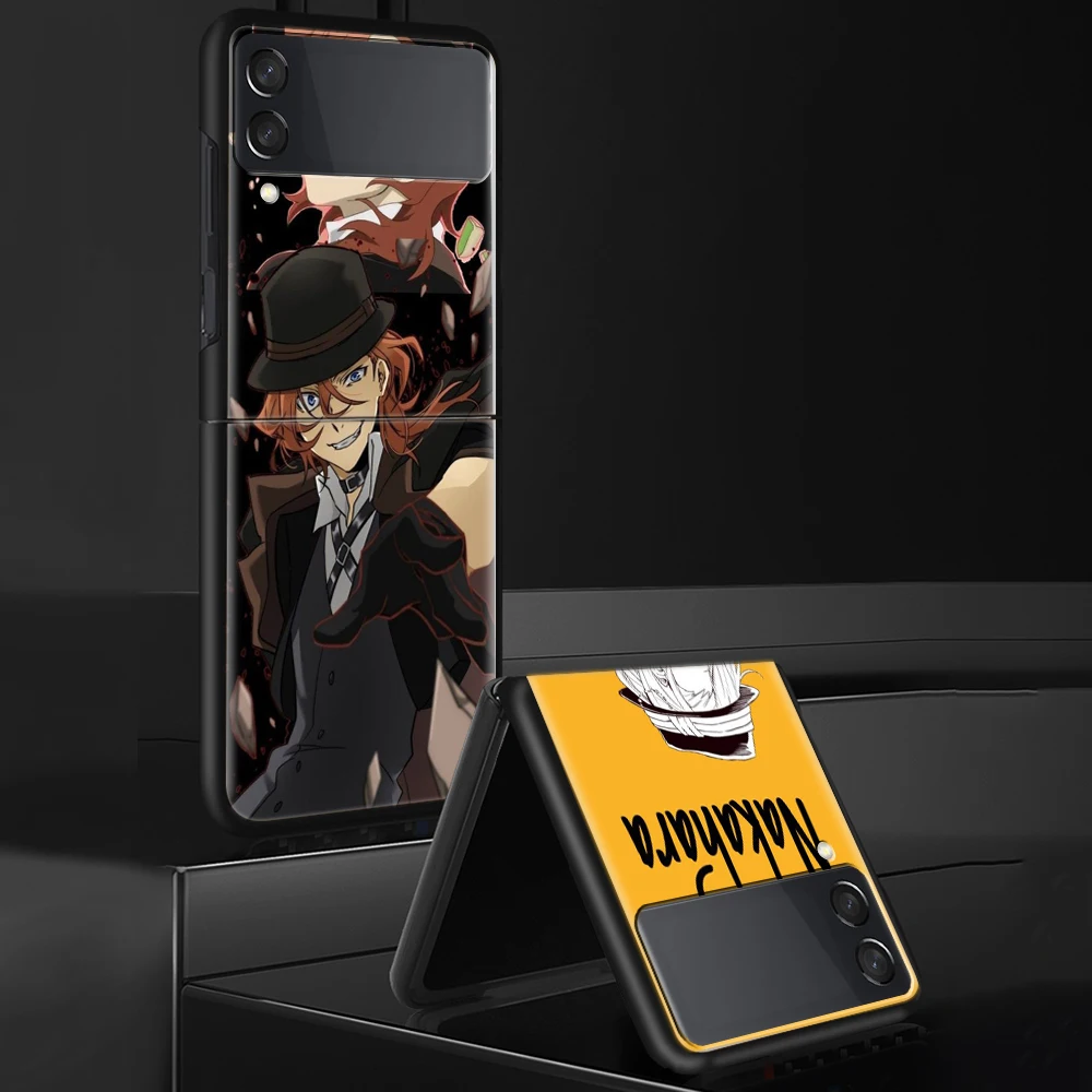 Bungo Stray Dogs Nakahara Chuuya For Samsung Galaxy Z Flip 6 5 4 3 5G Phone Case Black Hard Cover ZFlip 6 5 4 3 Shockproof Bumpe