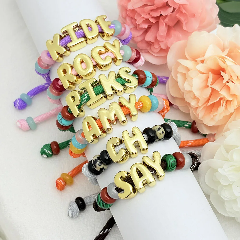

Custom Colorful Letter Braided Bracelet For Women DIY Rope Bracelet Summer Dopamine Beaded Personalized Name Charm Jewelry Gift