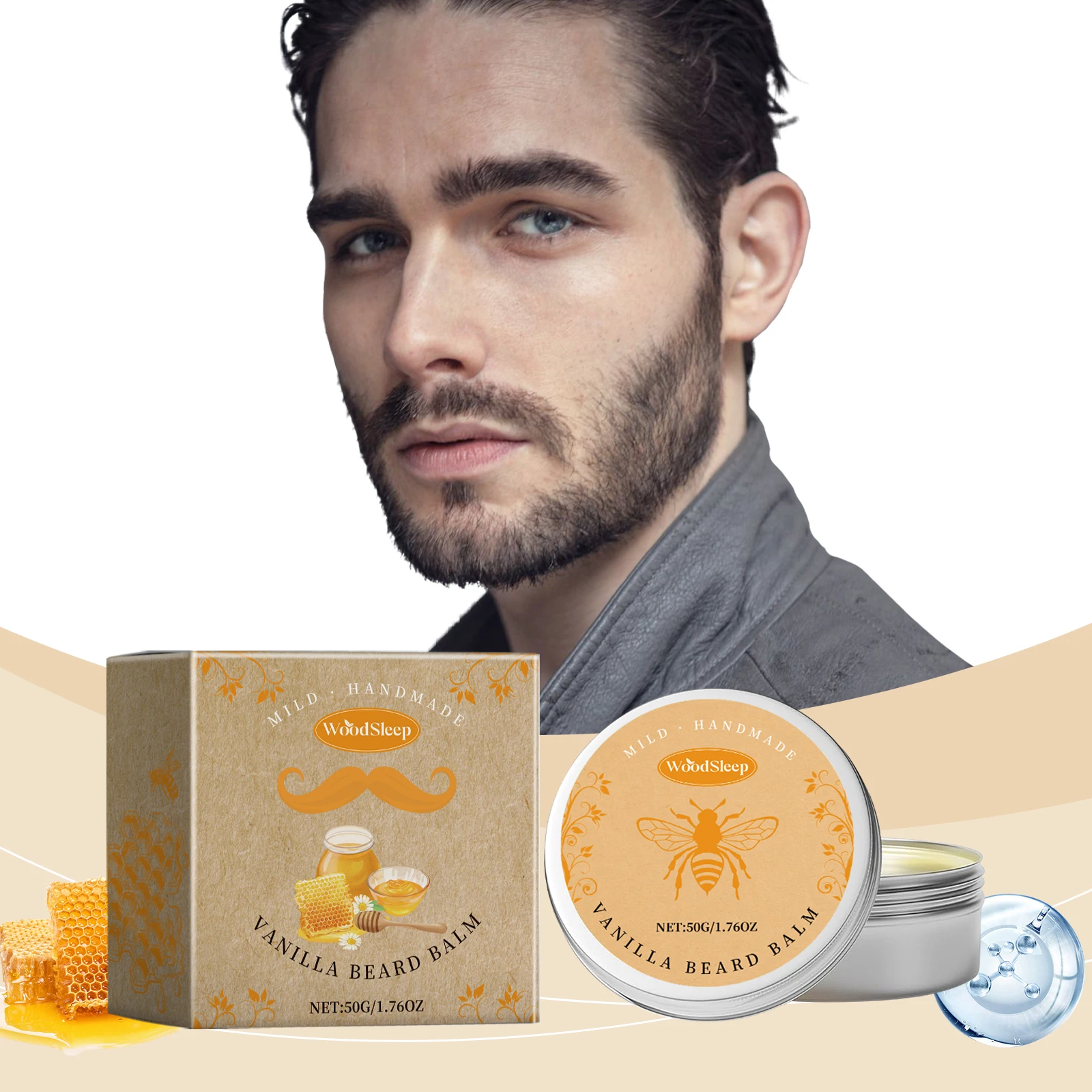 

Beard Balm for Men Natural Conditioning with Beeswax&Vanilla,Tames&Styles,Soft Hold,Non-Greasy,Soothing Care for SoftShinyBeard