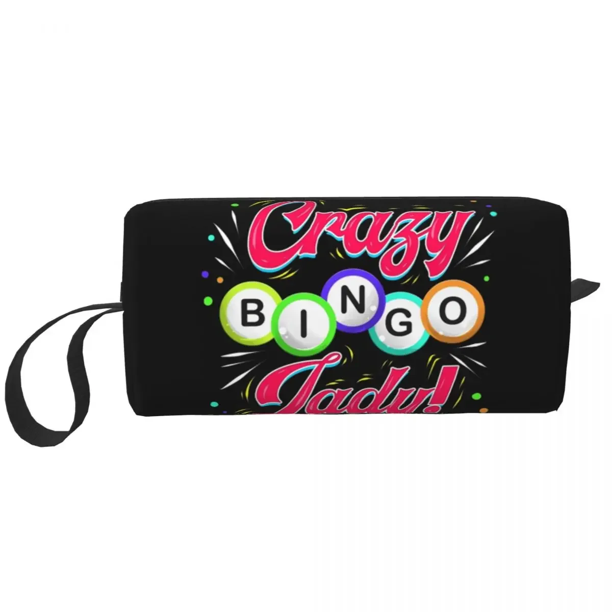 Custom Lucky Game Crazy Bingo Lady Gambling Player Toiletry Bag Cosmetic Makeup Organizer for Women Beauty Storage Dopp Kit Case