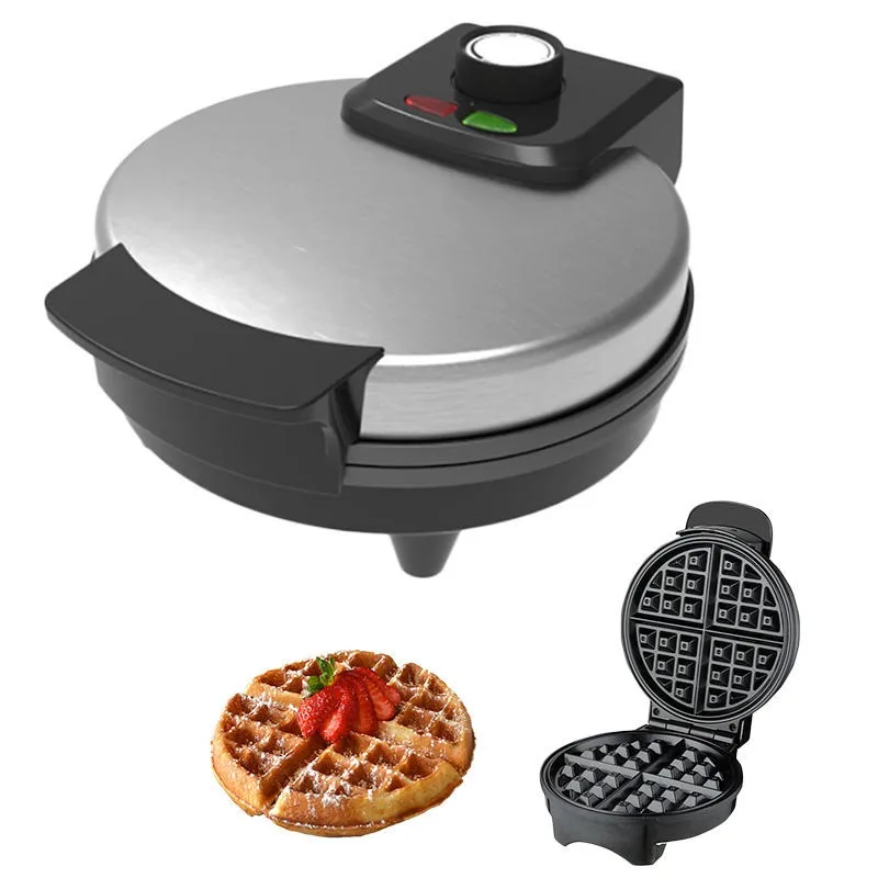 Custom logo 4-piece stainless steel breakfast waffle maker round professional non-stick Belgian manufacturer