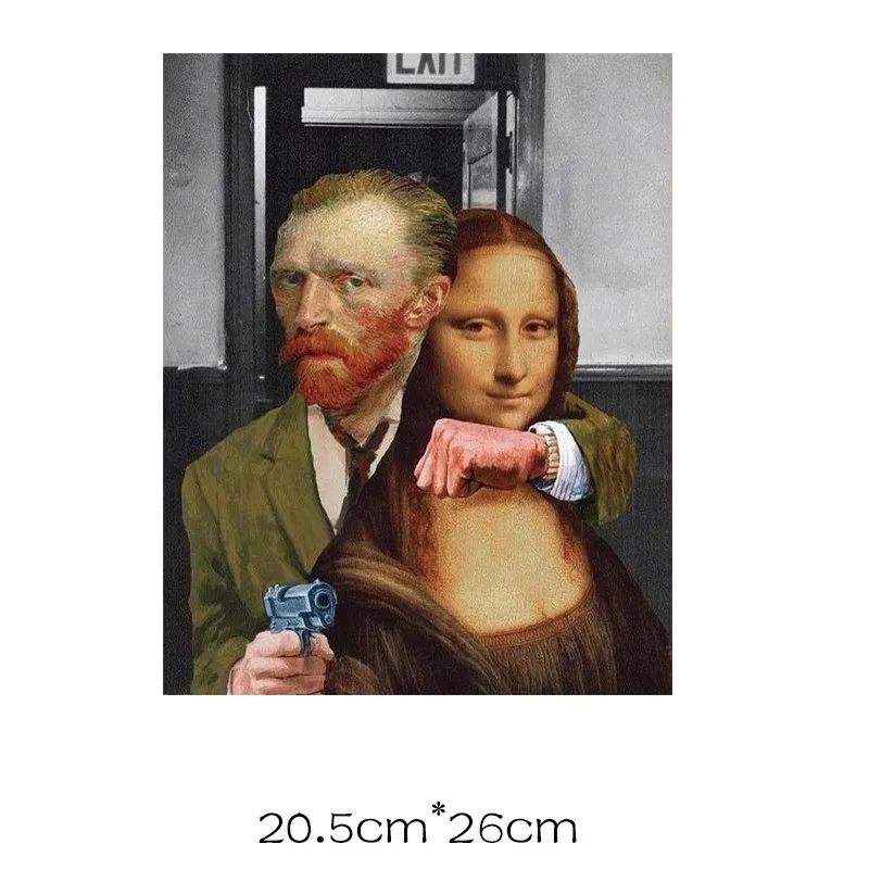 2 Teile/los Van Gogh David Mona Lisa Bügeln Wärme Thermische Transfer Schmelzbaren Aufkleber Eisen Auf Thermoadhäsive Patches Für Kleidung DIY – Detail 11