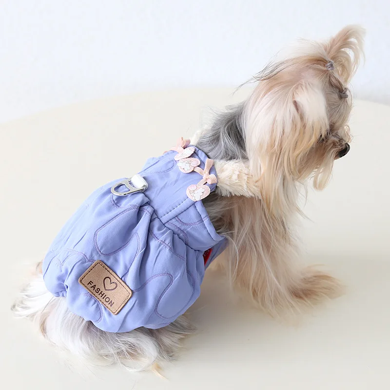 Autumn and Winter New Love Rabbit Pumpkin Traction Skirt Dog Cat Clothing Pet Clothing Strap Bubble Skirt Puppy Clothes