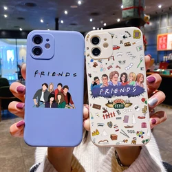 Friends TV Show Central Perk Square Liquid Silicone Phone Case For iPhone 14 11 12 13 Pro Max Mini X XS XR 7 8 Plus SE DIY Cover